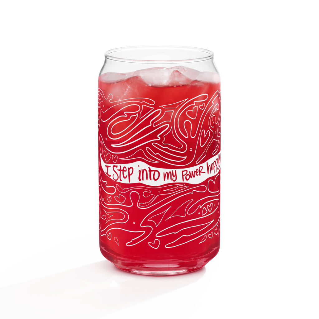I STEP INTO MY POWER HAPPILY GLASS TUMBLER